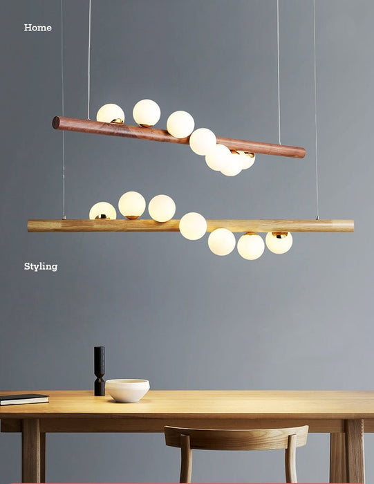 Mirodemi® Nordic Wood color Glass ball LED Chandelier For Kitchen island, Café