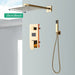 MIRODEMI® Gold Rainfall Shower Faucet Digital Display Wall Mounted Mixer Tap 2 ways / 8''