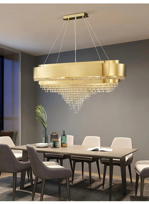 MIRODEMI® Gold hanging crystal ceiling chandelier for living room, dining room, bedroom