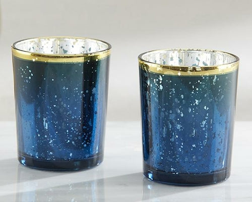 Blue Mercury Glass Tea Light Holder (Set of 4) Default Title