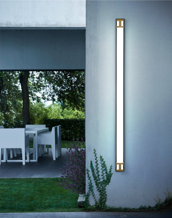 MIRODEMI® Black/Gold Outdoor Waterproof LED Long wall lamp For Garden, Villa, porch L15.7xW3.1xH3.5" / Warm white / Black