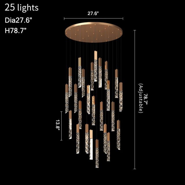 MIRODEMI® Luxury long LED chandelier for staircase, living room, dining room, stairwell