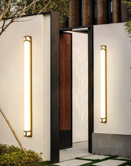 MIRODEMI® Black/Gold Outdoor Waterproof LED Long wall lamp For Garden, Villa, porch