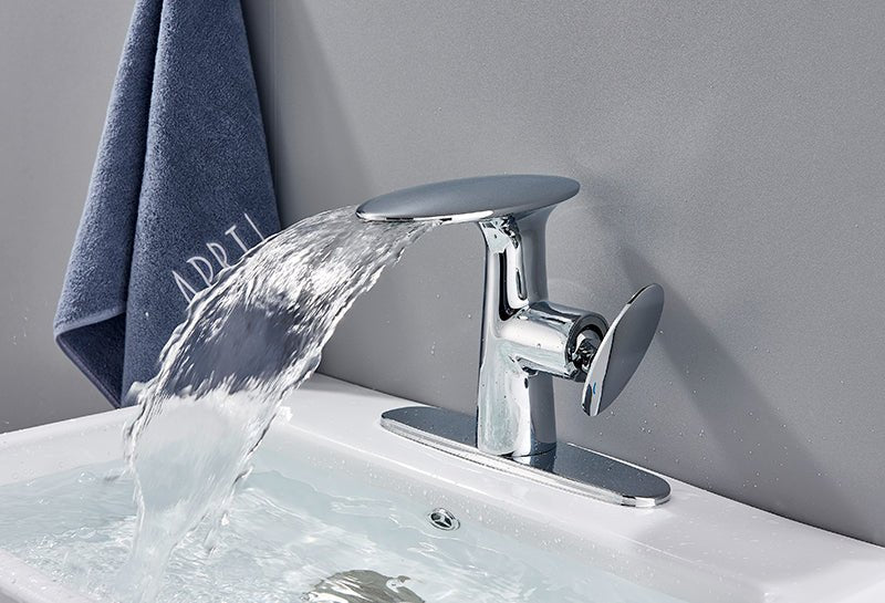 MIRODEMI® White/Chrome/Black Waterfall Bathroom Sink Faucet Deck Mounted