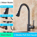 MIRODEMI® Kitchen Faucet Single Hole Pull Out Spout Kitchen Sink Mixer Tap Stream Sprayer Black