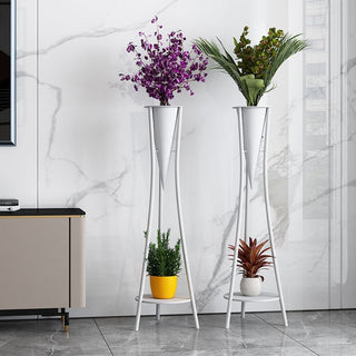 Indoor Golden Iron Decorative Plant Stand for Living Room, Balcony White / Dia6.3xH26.8" / Dia16.0xH68.0cm