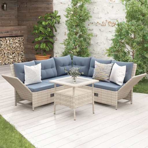 Rattan Sofa Set with Adjustable Backs for Backyard, Poolside, Gray image | luxury furniture | outdoor sofa set | luxury decor