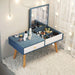 Wooden Dressing Table with Storage and Folding Mirror Blue / L80.0cm / L31.5"