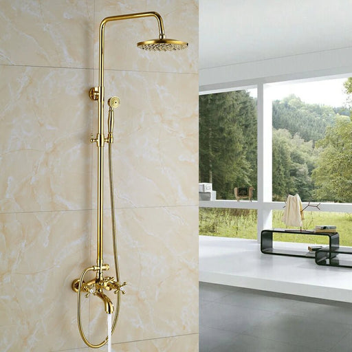 MIRODEMI® Gold Shower Faucet Set Wall Mounted with Tub Spout Dual Handles Mixer Tap image | luxury furniture | luxury faucets