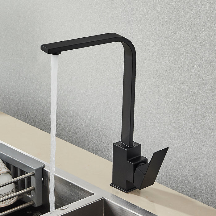 MIRODEMI® Single Lever 360 Rotate Deck Mount Kitchen Faucet Matte Black