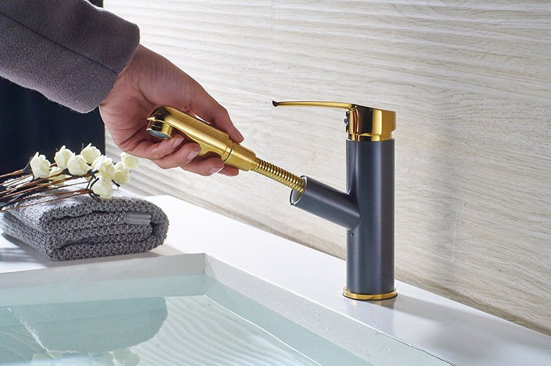 MIRODEMI® Luxury Black/Gold/White/Chrome Pull Out Bathroom Sink Faucet Deck Mounted