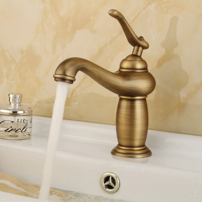 MIRODEMI® Classical Antique Brass Bathroom Sink Faucet Deck Mounted porcelain Handle A / W2.4*H7*L4.7"