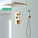 MIRODEMI® Gold Rainfall Shower Faucet Digital Display Wall Mounted Mixer Tap 2 ways / 10''