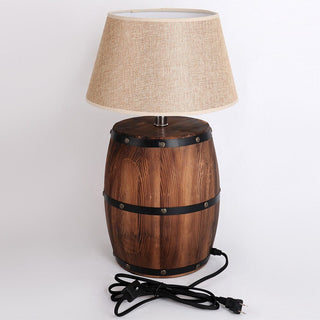 Mirodemi® Industrial Wood Wine Barrel LED Table Lamp For Bedroom, Bar