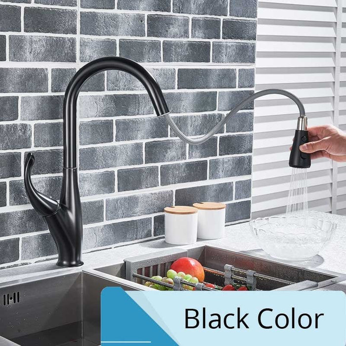 MIRODEMI® Single Handle Pull Out Stream Spray Kitchen Spout Black
