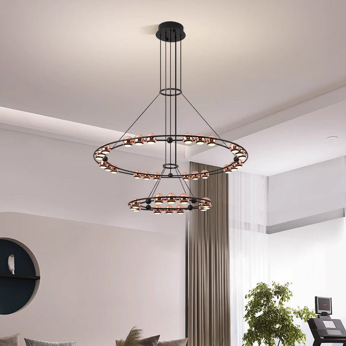 MIRODEMI® Ring Design LED Rose Gold Decor Hanging Chandelier for Living Room, Stairwell image | luxury lighting | home decor