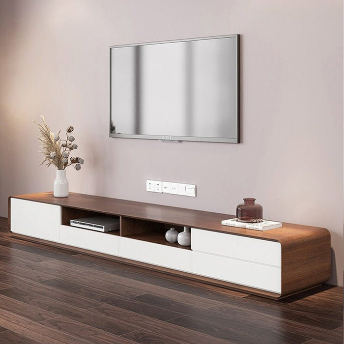 Modern Wood White TV Cabinet, Media Console with 4 Drawers