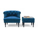Set of Upholstered Velvet Accent Chair and Storage Ottoman Blue