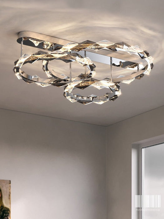 MIRODEMI® Luxury Rhombic Crystal Circular Ceiling Chandelier for Living Room, Dining Room 28W