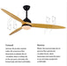 MIRODEMI® 60" Ceiling Fan with Lamp and Remote Control Made of Solid Wood image | luxury furniture | wooden ceiling fans