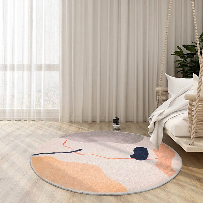Beige/White Modern Round Fluffy Area Carpet 2'8"х2'8" (80х80cm) / FYR238