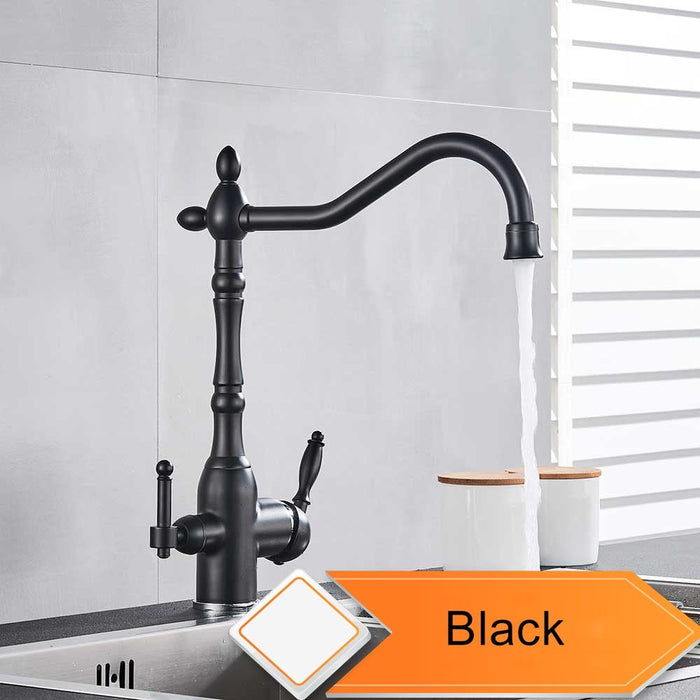 MIRODEMI® Two Handle Swivel Spout Water Purifier Sink Kitchen Faucet Black