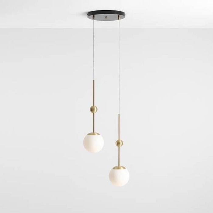 MIRODEMI® Minimalist Design LED Glass Ball Ceiling Cord Hanging Lamp in Gold Metal 2 heads