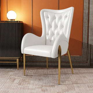 Leather dining chair made of leather with titanium legs, minimalist modern style