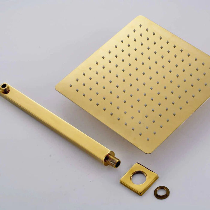 MIRODEMI® Gold Stainless Steel Rainfall Shower Faucet Set Wall Mounted Mixer Tap