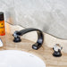 MIRODEMI® Black Dual Crystal Knobs Deck Mount Waterfall Bathroom Sink Faucet