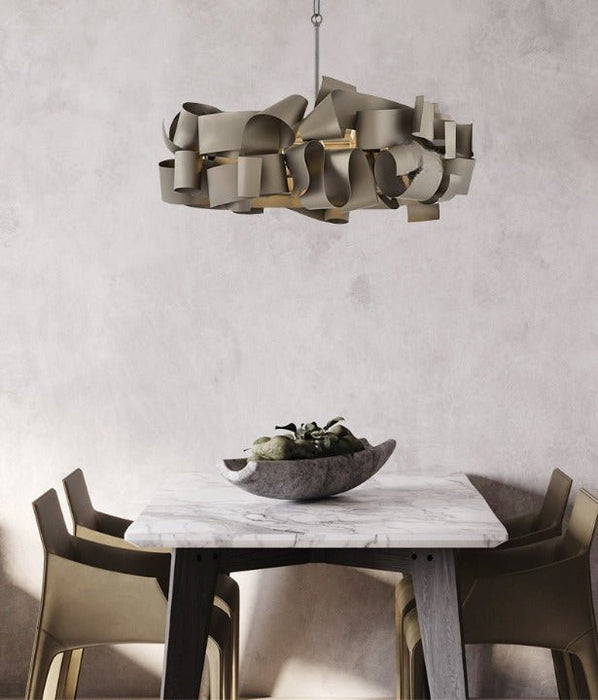 Mirodemi® Postmodern Grey/Gold Iron Chandelier For Living Room, Dining Room Dia23.6" / Warm white / Dark gray