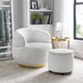 Barrel Chair with Gold Stainless Steel Base with Storage Ottoman Ivory