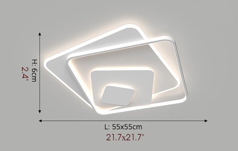 MIRODEMI® Square LED Ceiling Light For Living Room, Dining Room, Study Brightness Dimmable / L21.7xW21.7" / L55.0xW55.0cm / White