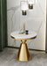 Gold/White/Black Round Small Modern Coffee Table For Living Room Gold + White / D19.7*H22.4"