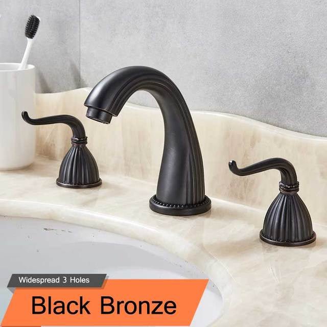 MIRODEMI® Gold/Black Bronze/Chrome/Brushed Nickel Bathroom Sink Faucet Dual Handles Black Bronze / W2.4*H6"