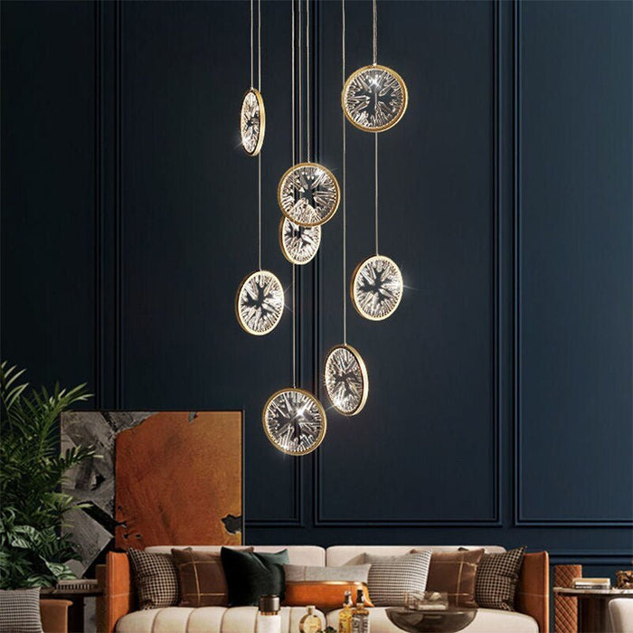 MIRODEMI® Luxury Gold Rings Crystal Chandelier For Staircase , stairwell 8 Lights-Dia19.7" / Warm Light 3000K