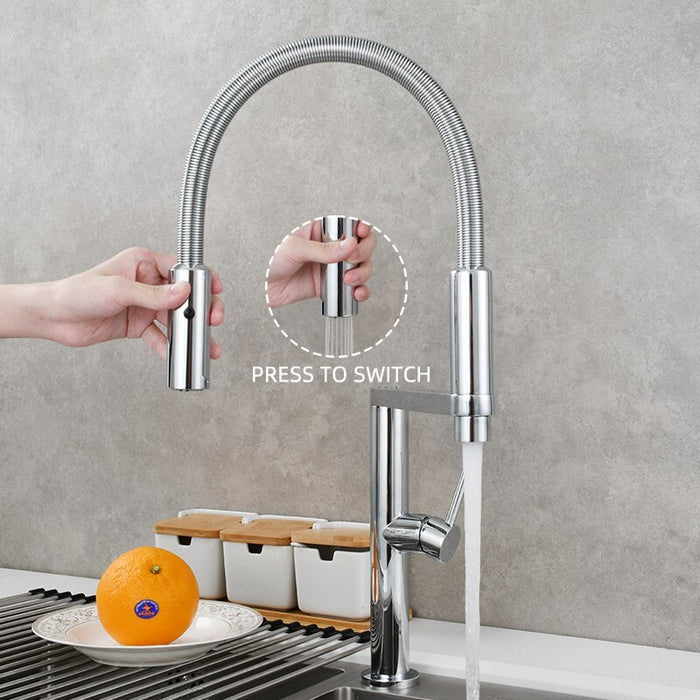 MIRODEMI® Chrome Rotate Neck Pull Out Kitchen Faucet