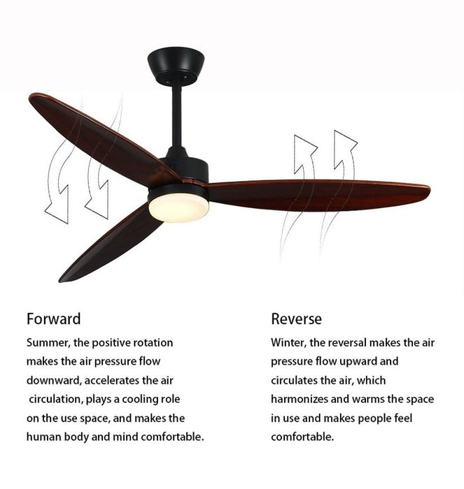 MIRODEMI® 48" Modern LED Ceiling Fan made of Solid Wood with Remote Control