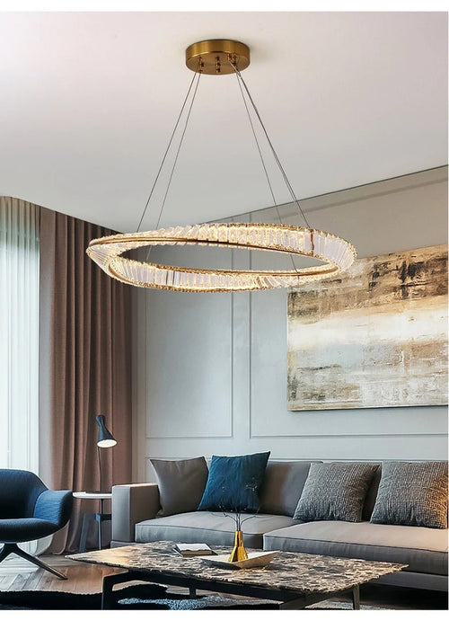 MIRODEMI® Modern gold crystal ceiling chandelier for living room, dining room, bedroom 23.6'' / Warm Light / Dimmable