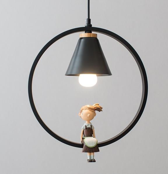 MIRODEMI®Vintage Iron Pendant Lights with Girl&Boy Figures for Kids Room image | luxury lighting | pendant lamps for kids