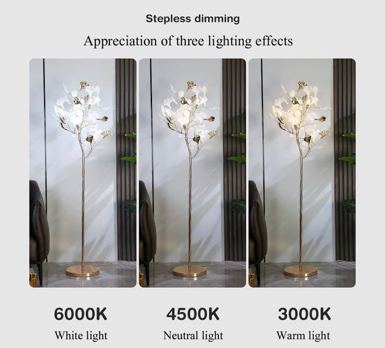 MIRODEMI® Creative LED Floor Lamp in the Shape of Ginkgo Leaves, Living Room image | luxury lighting | leaf shape lamps