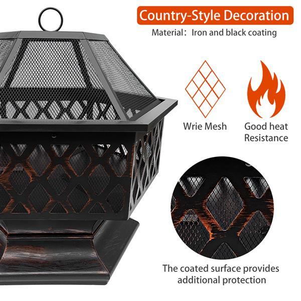 MIRODEMI® Outdoor Iron Fire Pit Bowl with Spark Protection for Garden Patio