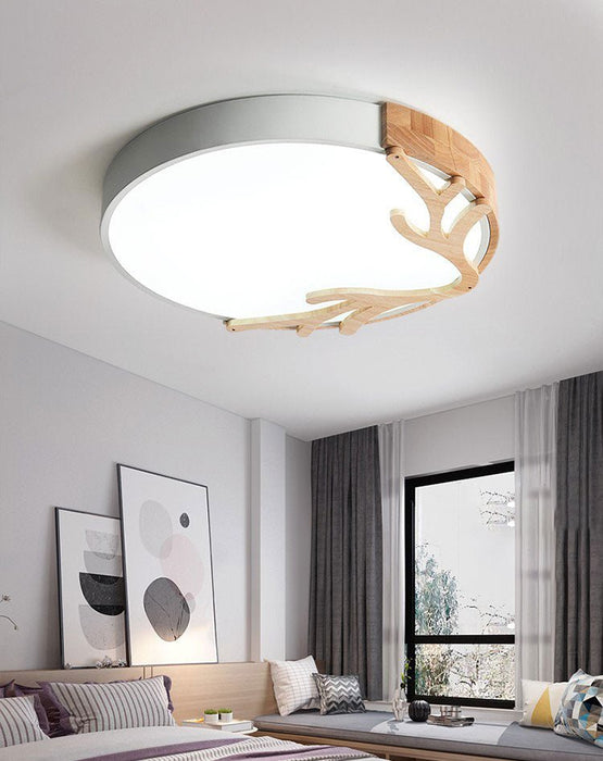 MIRODEMI® Modern LED Ceiling Lamp Surface with Wood for Kids Room, Living Room White / Dia11.8" / Dia30.0cm
