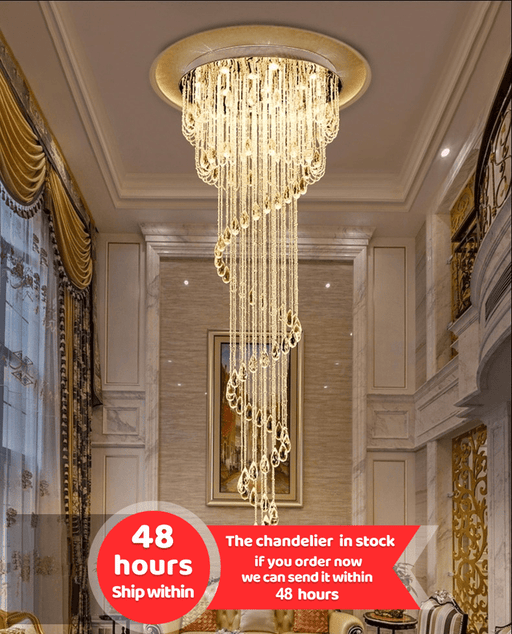 MIRODEMI® Double Spiral Staircase Crystal Chandelier for Loft, Restaurant, Hotel, Hall, Stairwell image | luxury lighting