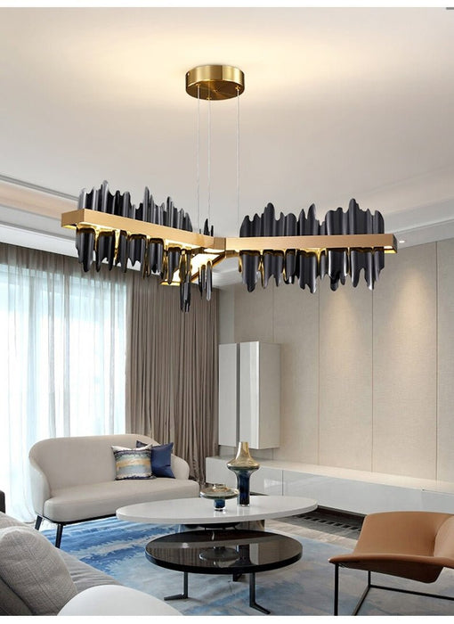 MIRODEMI® Black/gold led light ceiling chandelier for living room, bedroom, dining room Black