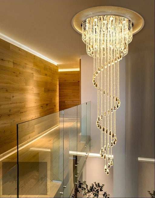 MIRODEMI® Double Spiral Staircase Crystal Chandelier for Loft, Restaurant, Hotel, Hall, Stairwell image | luxury lighting