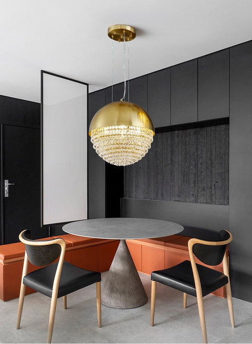 MIRODEMI® Modern LED Gold Crystal Ball Chandelier for Dining Room, Bedroom