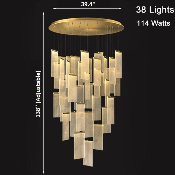 MIRODEMI® Luxury modern LED chandelier for staircase, lobby, living room, stairwell 38 Lights / Warm light / Dimmable