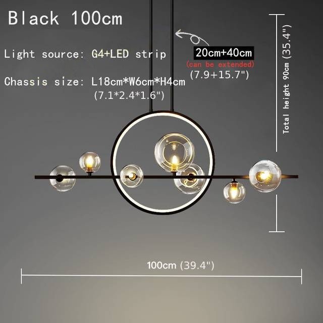 Mirodemi® White/Black Glass Bubble LED Chandelier For Dining room, Kitchen Island