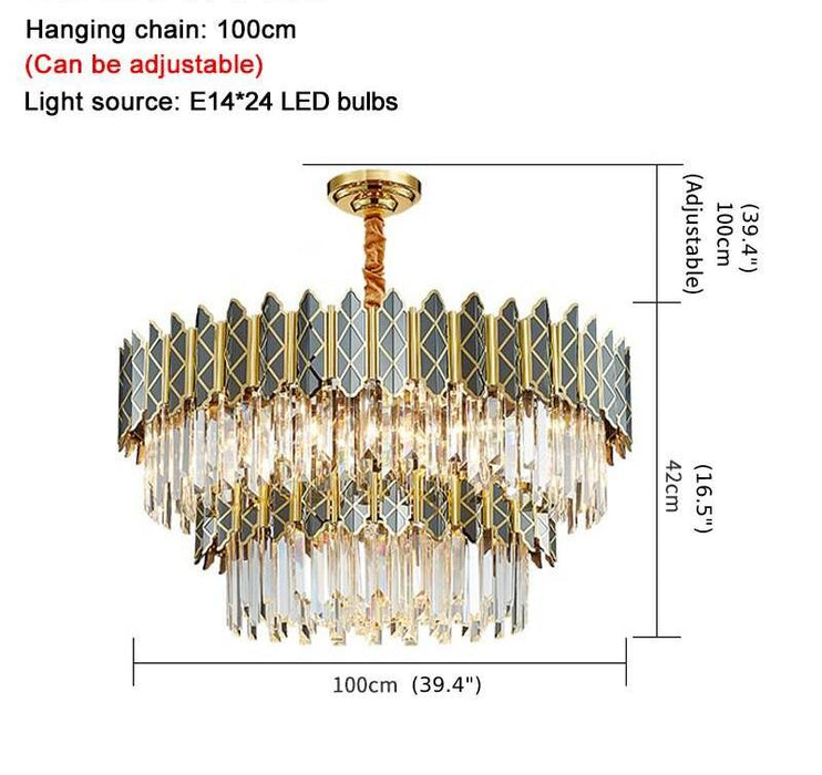 MIRODEMI® Gold/Black Crystal Modern LED Chandelier For Living Room, Dining Room